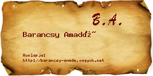 Barancsy Amadé névjegykártya